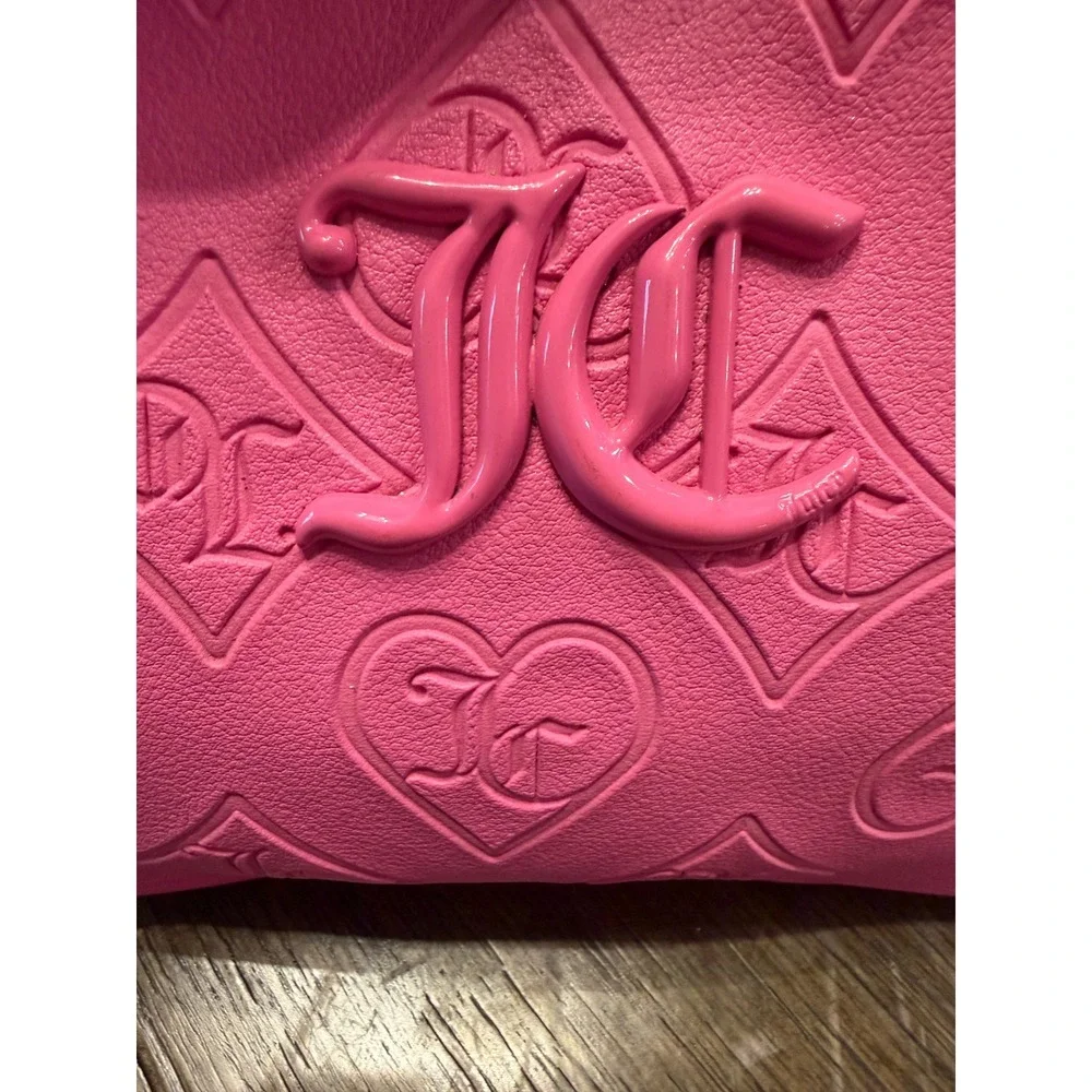 Juicy Couture Pink Embossed JC Heart Logo Shoulder Baguette‎ Bag